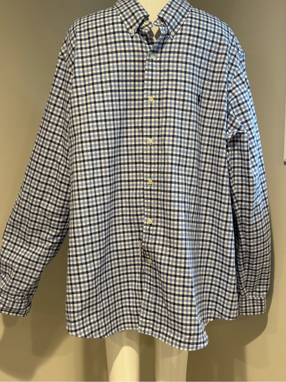 NWT Polo Ralph Lauren Blue White Gingham Button Down Shirt XXL Cotton